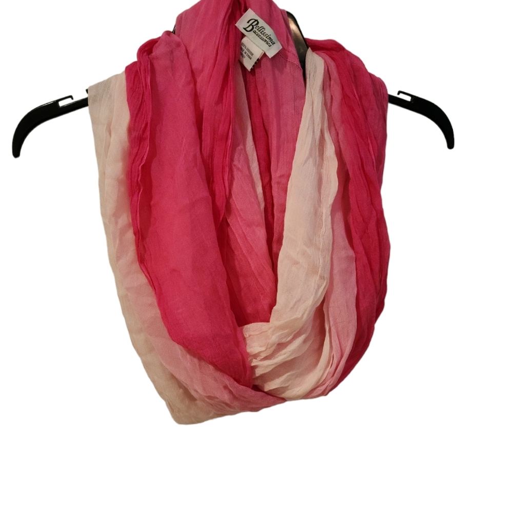 Pink & White Infinity Scarf Gauze Bellissima Accessory 100% Viscose 33in long
